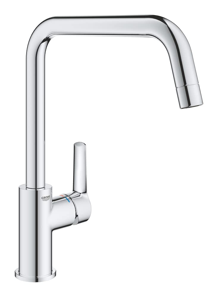 GROHE Start QuickFix, Grifo de cocina (caño alto en U, giro de 150º, menor consumo de agua, sistema de instalación rápida), cromo, 30470000