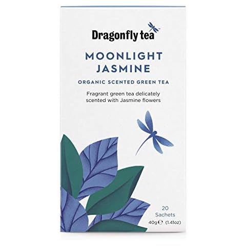 Dragonfly Tea Moonlight Jasmine, Organic Scented Green Tea, 20 Teabags (Pack of 4, 80 Teabags) Cover