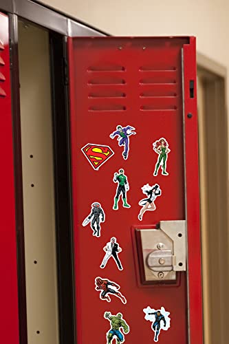 Justice League Characters 50ct Vinyl Large Deluxe Stickers Variety Pack - Laptop, Water Bottle, Scrapbooking, Tablet, Skateboard, Indoor/Outdoor - Set of 50