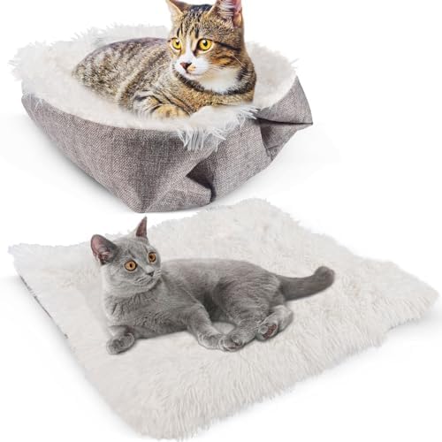 FGen 2-in-1 Cat Bed Pet Bed, Soft Washable Sleeping Cat Bed, 60 x 52 cm Dog Bed, Washable, Cuddly Dog Basket for Small Dogs/Cats