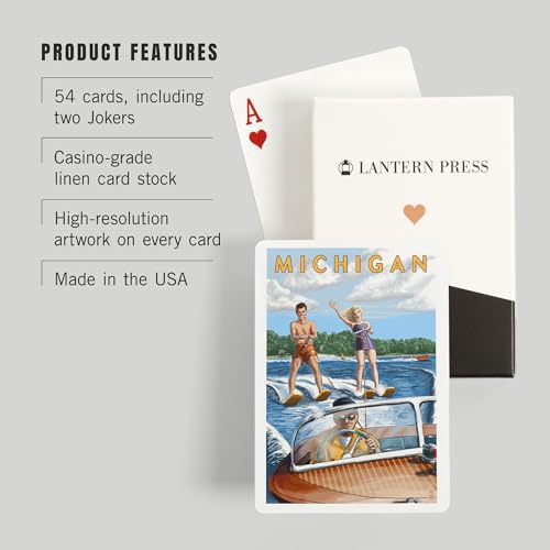 Lantern Press Naipes Póker con Arte Michigan y Deportes Acuáticos miniatura 3