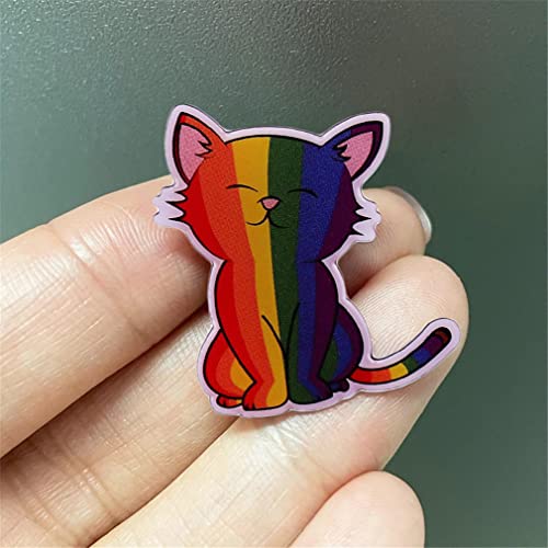 Afsjeep Lgbtq Rainbow Flag Cat Badge Kitty Pride Lgbt Gay Animal Hard Enamel Brooches Badges Lapel Pin For Kids Girls Gifts Fashion Jewelry Accessories #TOP6