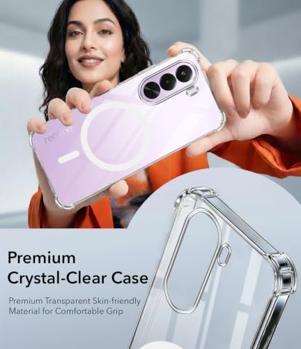 Image of Jkobi Shockproof Crystal-Clear Back Cover for Realme P4x (Magsafe Wireless Support | Drop & Camera Protection | Hard Polycarbonate)