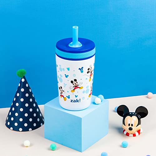 Image of Zak Designs Disney Kelso Toddler Cups For Travel or At Home, 12oz Vacuum Insulated Stainless Steel Sippy Cup With Leak-Proof Design is Perfect For Kids (Mickey Mouse)