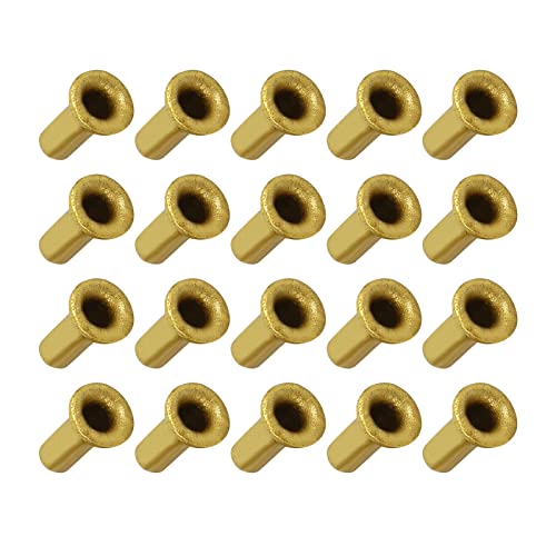 METALLIXITY Traversant Trou Rivet (3mm x 8mm) 100Pcs, Laiton Plaqué Métal Creux Rivet Écrous - pour PCB Cartes, Doré