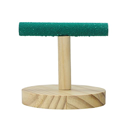 Image of Litewoo Parrot Perch Bird Stand Natural Wood Quartz Sand Birdcage Play Gym T Perch Fits for Budgies Parakeet Cockatiel Conure Lovebirds（A）