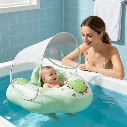 Colchoneta hinchable con toldo protector solar para piscina 3
