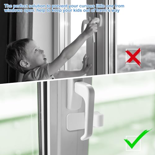 4Stück Kindersicherung für Türen, Ohne Bohren kinder Fenstersicherung, Selbstklebend Multifunktionen Türdrückerschloss, Wiederverwendbar Schubladen Kindersicherung, Türsicherung für Haustier