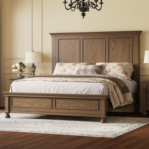 Condition photo showing Good Condition for amerlife solid wood 1- piece set, king bed & 2 nightstands, light brown; incomplete