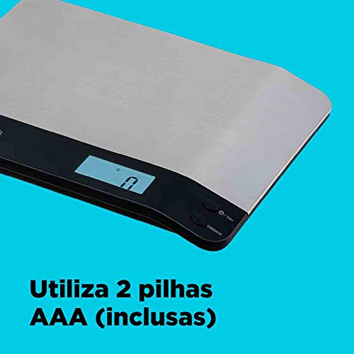 Black Decker Balança de Cozinha Compacta e Portátil com Acabamento Inox, Modelo BC500, Capacidade de