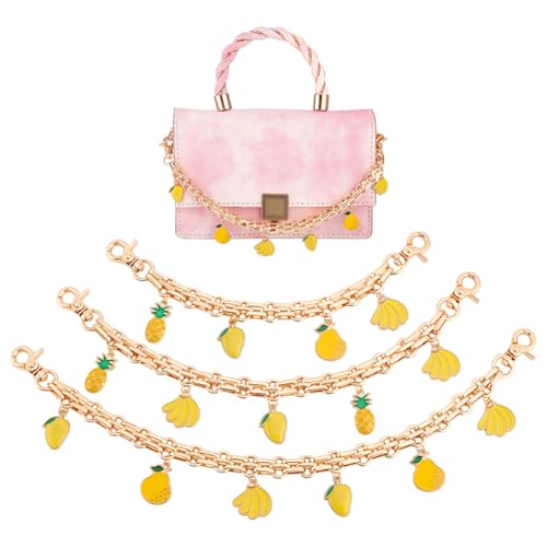 Chaîne de sac dorée amovible en métal avec charms émail jaune pour sac à main