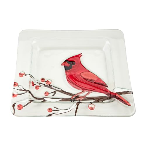 Mud Pie Platos de cristal cardenal, 9 x 9 pulgadas, color rojo