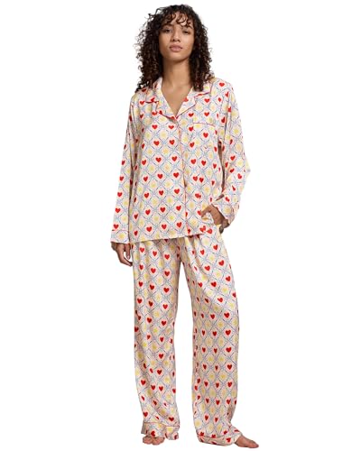 Womens Silk Satin Pajamas Set Button Down 2 Piece Pjs Long Sleeve Oversized Sleepwear with Pockets