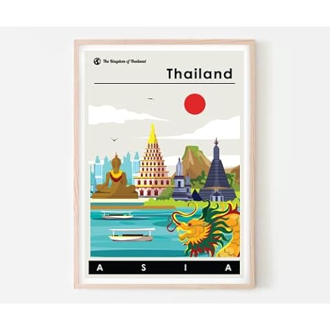 habyl Thailand Print - Travel Poster for Wall Art with Minimal Design of Landscape in A3 Large Size (No Frame Included) Cover