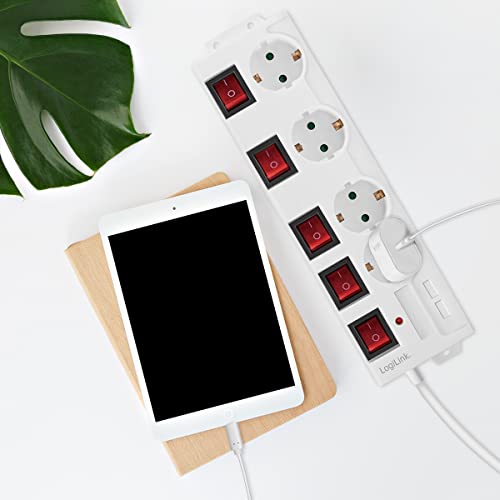 Multiprise 4 prises CEE 7/3 avec interrupteur individuel et surtension