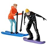 Totority 2Pcs Hand Painted Miniature Skiing People Figures 1 64 Scale Ski Figurines for Diorama Decoration and Macro Photography Props