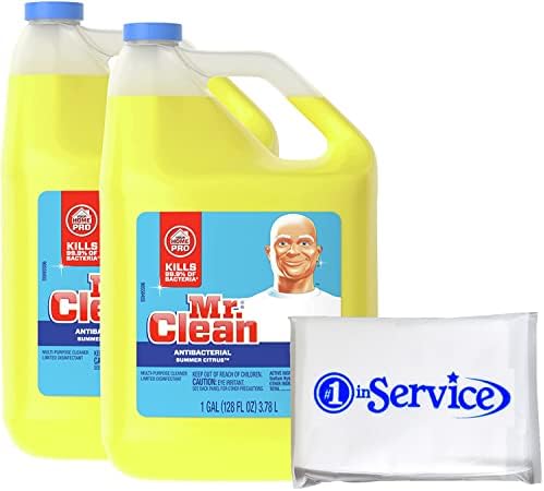 M.C. Mr Clean Multi-Purpose Summer Citrus Liquid Cleaners Professional Household Non-Toxic Hardwood Floor Cleaner (2) 128 Fluid Ounce Bottles With Number 1 In Service Wallet Tissue Pack