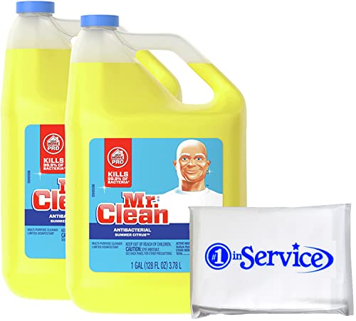 M.c. Mr Clean Multi-Purpose Summer Citrus Liquid Cleaners Professional Household Non-Toxic Hardwood Floor Cleaner (2) 128 Fluid Ounce Bottles With Number 1 In Service Wallet Tissue Pack #TOP8