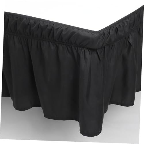 Falda de cama ajustable poliéster negro cubre canapé para dormitorio 8