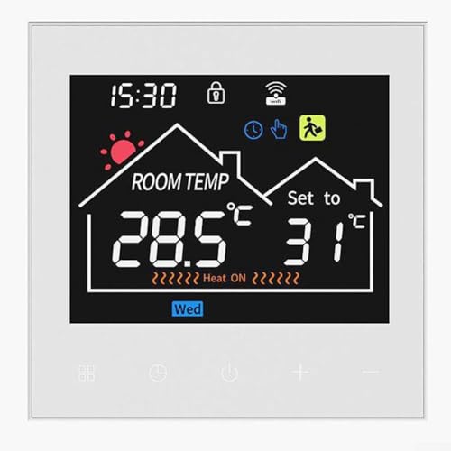 ZiStarlilife Thermostat programmable intelligent avec écran HD, précision ± 0,5 °C, verrouillage enfant et protection antigel, compatible avec chauffage électrique de chaudière à eau et gaz (3 A)