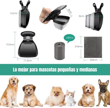 Genérico Recogedor Plegable para Mascotas con Bolsa Incluida, Color Azul
