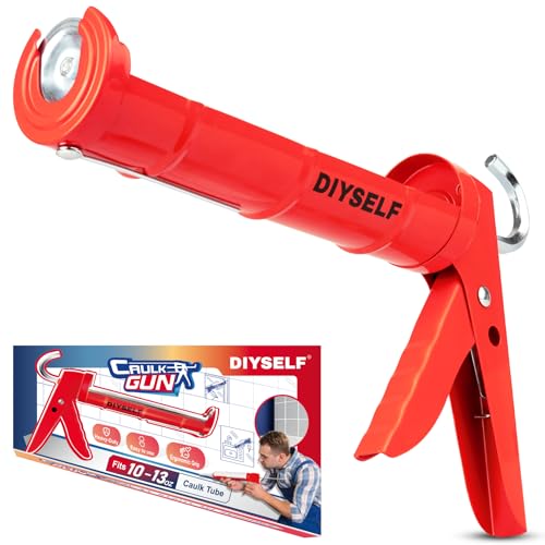 DIYSELF Pistola de calafateo sin goteo, herramienta de calafateo resistente, relación de empuje 10:1, pistola de calafateo manual para 10 tubos selladores, pistola de silicona compatible con sellador