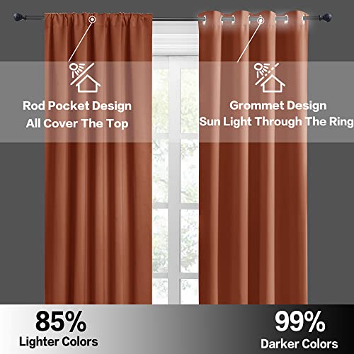 RYB HOME Bathroom Window Curtains - Super Soft Blackout Privacy Curtains for Baby Nursery Bedroom Basement Garege Workshop Kitchen Dining Living Room, W 29 x L 30, Burnt Orange, 2 Pcs