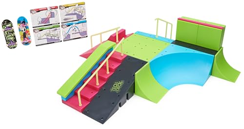 Tech Deck, Neon Mega Park X-Connect Creator, Glow-In-The-Dark Customisable Ramp Set with Two Fingerboards, Kids’ Toy for Boys and Girls Ages 6 and up