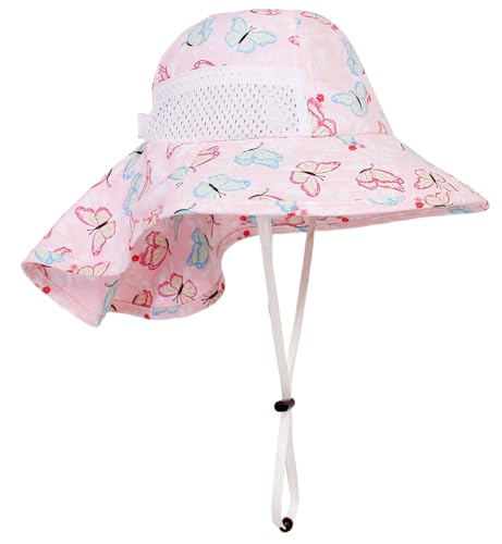 CHUNG Baby Sun Protection Hat Summer Toddler Adjustable UPF 50+ Wide Brim Neck Flap Beach Caps Boys Girls 1-12 Years Kids2