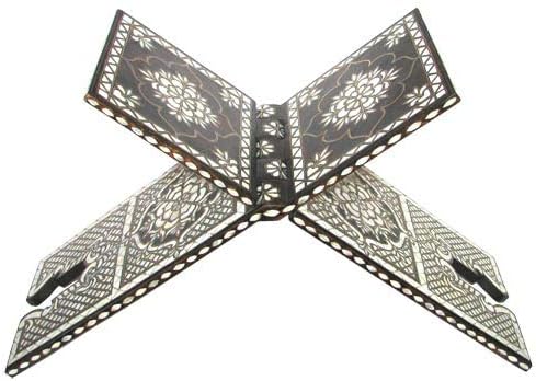 Mother of Pearl Inlay Prayer Book Holder Stand Ramadan Gift Rihal Rehal Wooden Carved Gift (31" x 9.6")