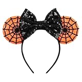 zhezesmila Halloween Mouse Ears Headband with Spider Web Designs Minni Mouse Ears for Women Girls Costume Halloween Outfits