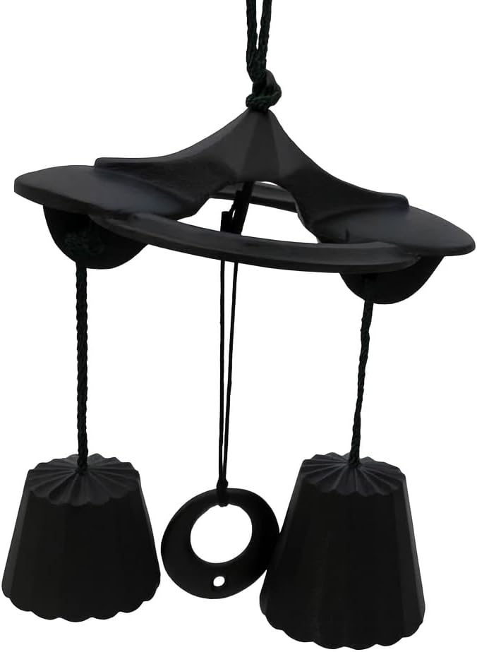 Japanese Cast Iron Wind Chime – Traditional Furin Bell for Garden and Outdoor Decoration, Hanging Temple Bell