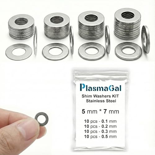 5x10mm Thin Shim Washers Stainless Steel 40pc 0.1-0.5mm 5mm ID