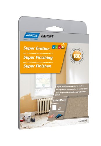 Norton Lot de 3 Feuilles 230 x 280 mm papier multi-usage Grain 180