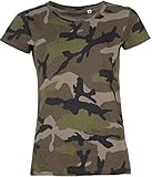 Peso: 150g. SOLS- Camiseta de Manga Corta Camo para Chica/Mujer (S) (Camuflaje)
