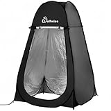 Wolfwise Tienda De Campaña Pop Up, Tiendas Instantáneas Carpas Vestidor Vestuario Espacioso para Camping, Ciclismo, Baño,Ducha, Playa,Ancho 47 '(120cm),Alto 75'(190cm),Negro con revestimiento plateado