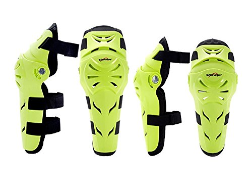 Runworld 4 pcs Motorcycle Motocross Cycling Elbow and Knee Pads Protection Shin Guards Body Armor Set Protective Gear For Adults (Green)