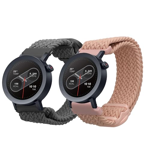 kwmobile 2x Nylon Strap for CMF Watch Pro 2 / Watch Pro 1 Watch Strap - Replacement Watch Band Set - Wristband with Clasp - Grey/Dusty Pink - image 1