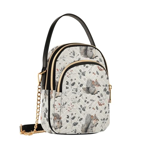 Sac à bandoulière motif écureuil et feuilles d'automne pour femme