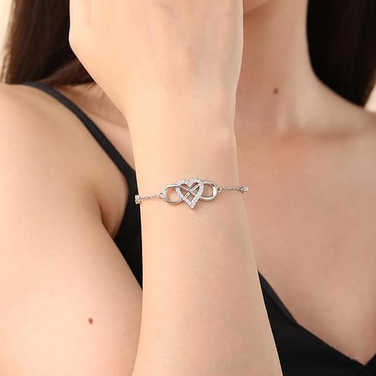 LIU JUN To My Granddaughter - Infinity Forever Love Heart Bracelet, You Are Always In Mine From Grandma Cubic Zirconia Adjustable inspirational Gift Jewelry3