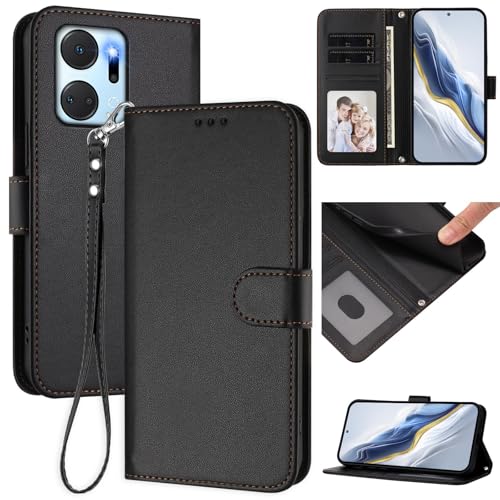 Pzwoxukhov Compatible with Honor X7A Case Cover,Compatible with Honor X7A Phone Case,Solid Color flip Shockproof Case Cover Black