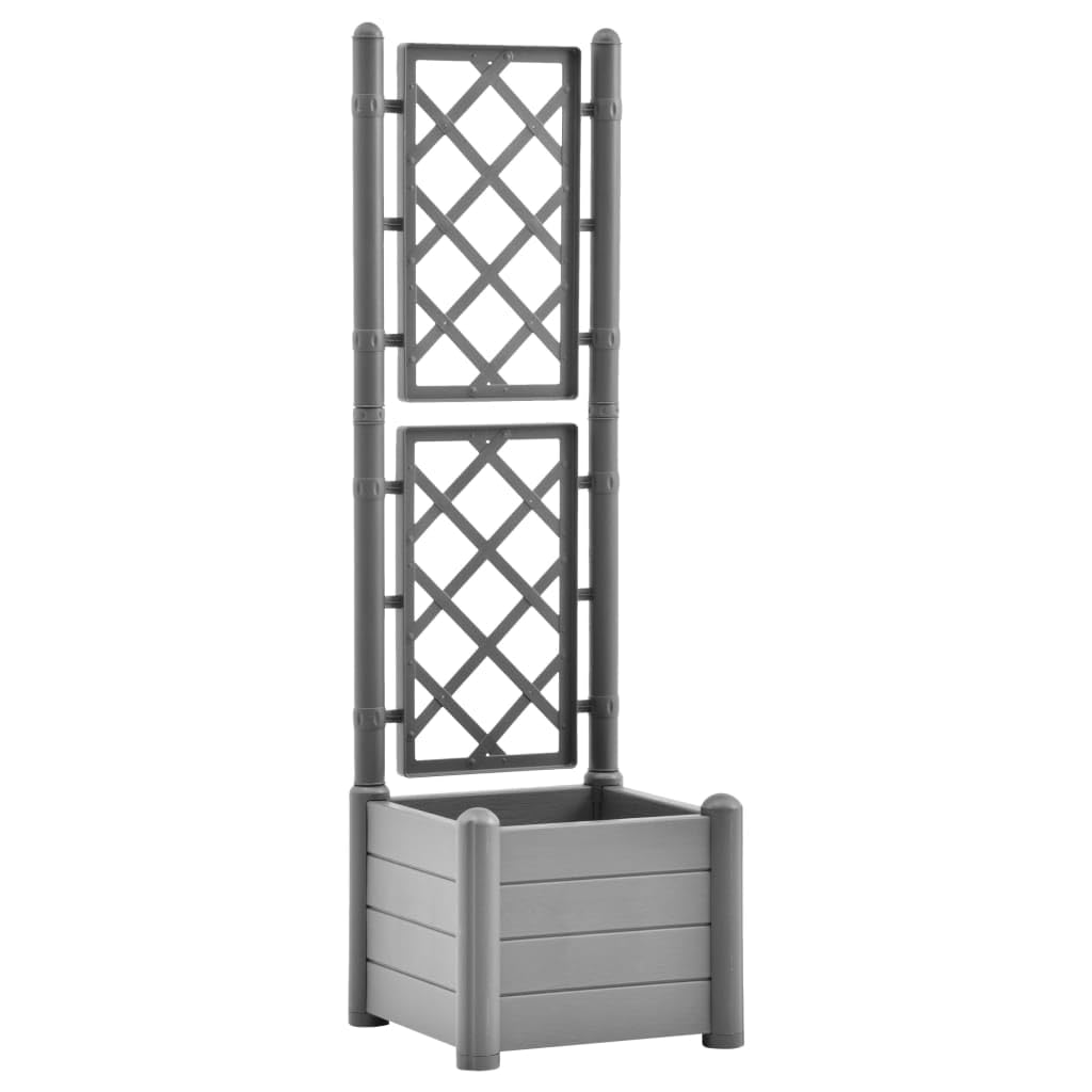 Gartenregal Kräuterbeet Pflanztisch Balkonschrank Pflanzkübel mit Spalier 43x43x142 cm PP Steingrün Robuste und dekorative Gartengestaltung für vielseitige Anwendungen