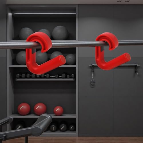 2 asas de fitness tipo gancho rojas con empuñaduras de plástico 4