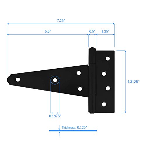 Charnière en T pour portail de grange et quincaillerie de portes d'armoire Nuk3y - 4