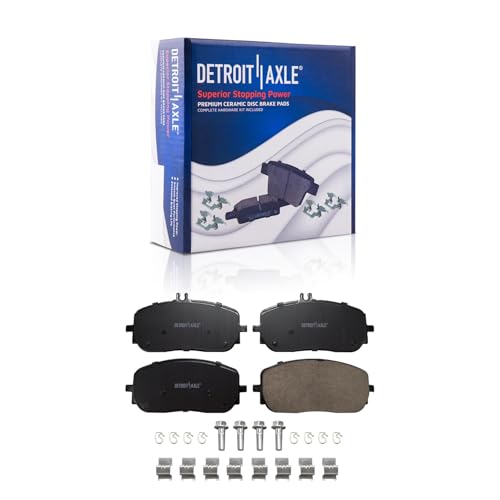 Image of Detroit Axle - Front Brake Kit for 19-22 Mercedes-Benz A220, 20-24 CLA250 GLB250, 21-24 GLA250 Drilled and Slotted Disc Brake Rotors Ceramic Brakes Pads 2021 2022 Replacement : 12.99 inch inch Rotor