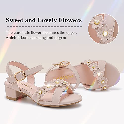 Girls Sandals Kids Heels Open Toe Ankle Strap Dress Shoes Flower Wedding Party for Toddler Little Big Kid3