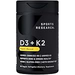 Sports Research® Vegan D3 5000iu with Vitamin K2 100mg – Formulated with Coconut MCT Oil – Vegan Certified, Soy & Gluten Free – 60 Softgels