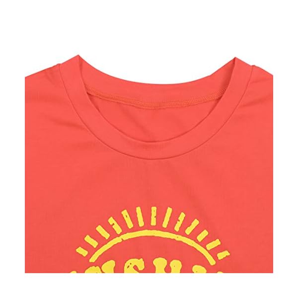 JINTING Sunshine Tshirts Funny Summer Graphic Tee Shirts for Women Letter Print Funny Coffee Tee Shirts Tops (Large, Orange Red)