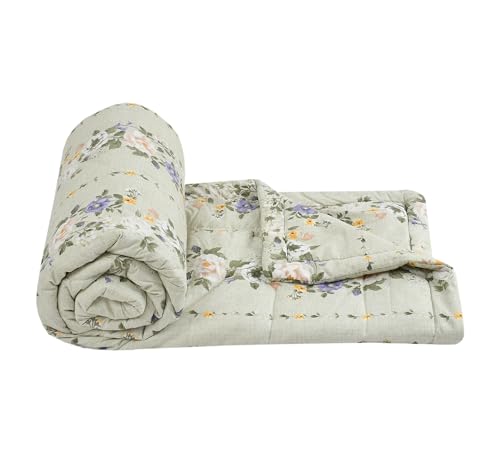 Image of FRESH FROM LOOM Microfiber All Seasons Collection Micro Fiber Comforter | Dohar | Quit | Single Bed | Double Weaved | Washable | Hypoallergenic Skin Friendly (Pale-Leaf | 60x90 in, Single Bed)