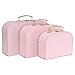 Jewelkeeper Paperboard Suitcases, Set of 3 Vintage Decorative Storage Box, Luggage Decor Storage, Vintage Decor for Birthday, Weddings, Pink Design